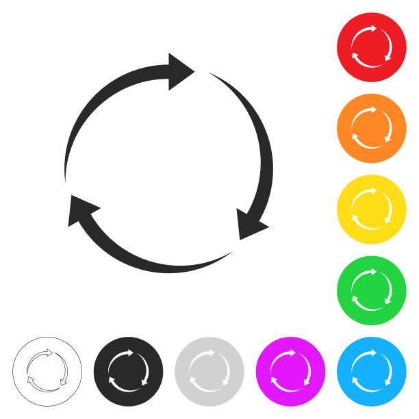 重新加载。按钮上不同颜色的平面图标图片下载