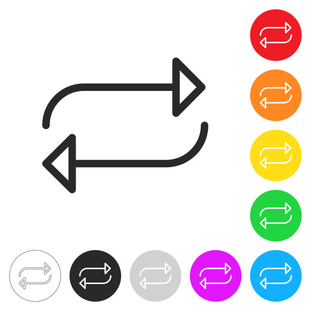 重复。按钮上不同颜色的平面图标图片下载