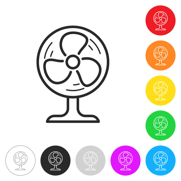 电风扇。彩色按钮上的图标图片下载