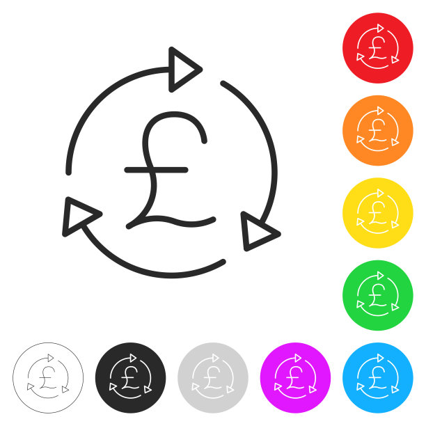 英镑重新加载。彩色按钮上的图标图片下载