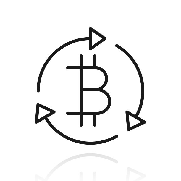 比特币重新加载。白色背景上反射的图标图片下载