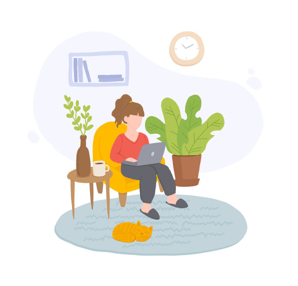 妇女在家庭办公室工作图片下载