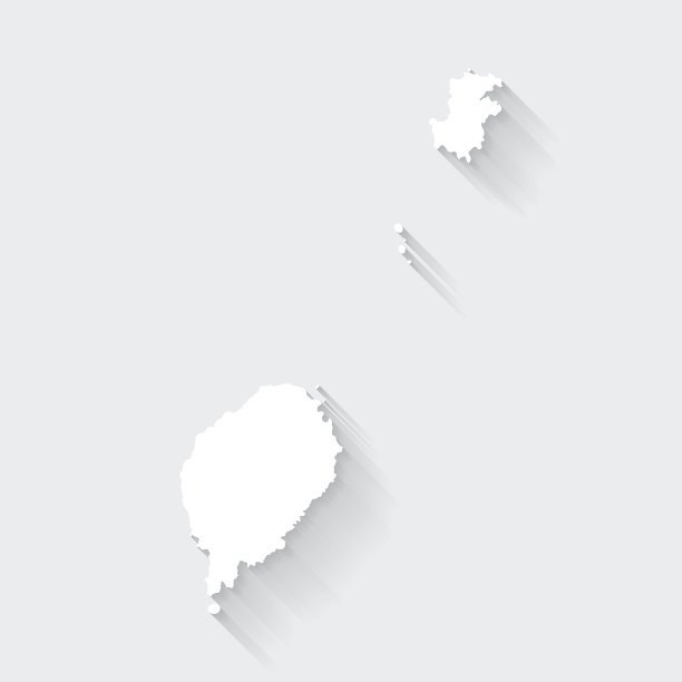 圣多美和普林西比地图与空白背景长阴影-平面设计图片下载