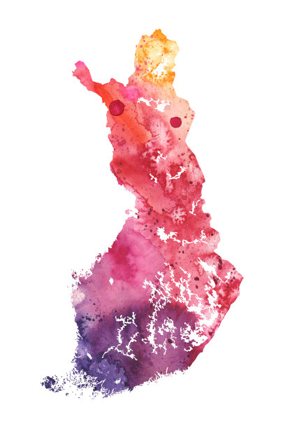 芬兰水彩栅格地图插图图片下载