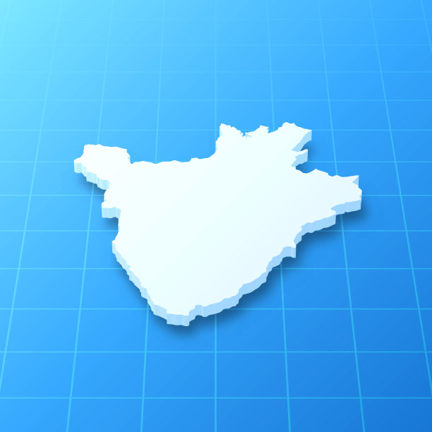 布隆迪3D地图，蓝色背景图片下载