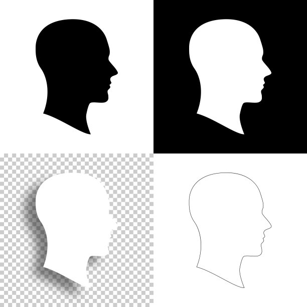 概要文件。图标设计。空白，白色和黑色背景-线图标图片下载