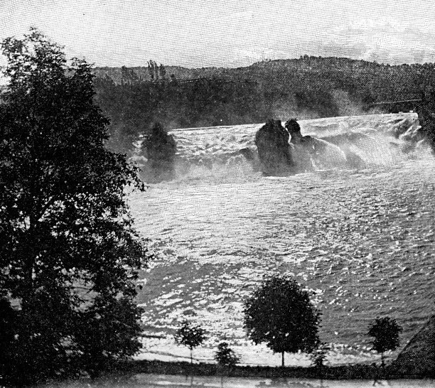 莱茵河上的诺豪森瀑布，瑞士莱茵河——19世纪图片下载