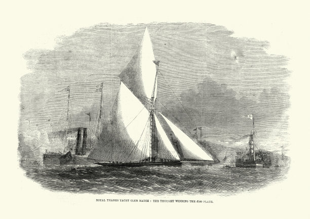 维多利亚帆船比赛，皇家泰晤士河游艇俱乐部，19世纪图片下载