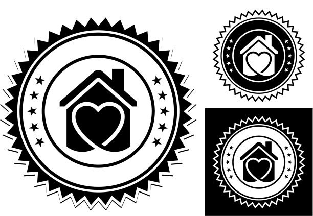 带有心形图标的简单房子图片下载