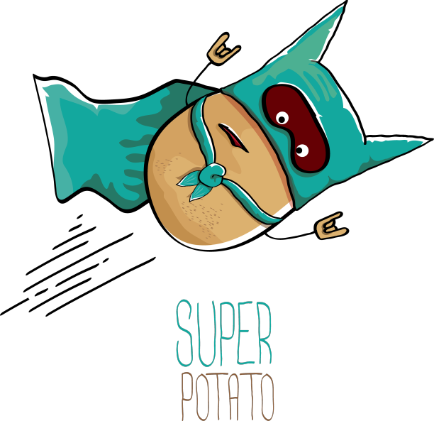 有趣的卡通可爱的棕色超级英雄土豆图片下载