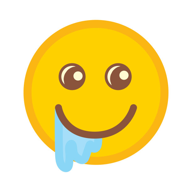 可爱的社交媒体表情符号在孤立的白色背景下流口水图片下载