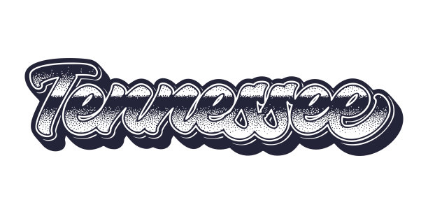 田纳西州名称在复古三维图形风格图片下载