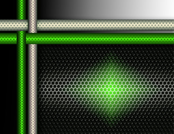 金属网和装饰银色和绿色带孔。图片下载