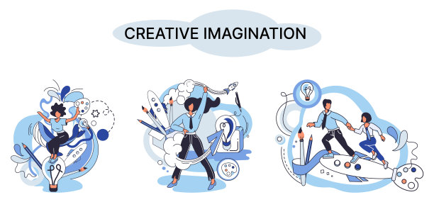 创造性思维，想象力或头脑风暴或创造性的想法概念。幻想流和创造力图片下载