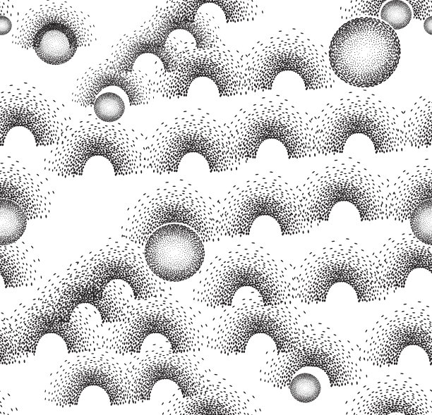 抽象的圆点几何形状无缝图案。流动的艺术背景与拱门和波浪。艺术纹理图片下载