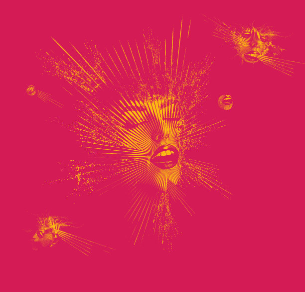 一名年轻女子的面部多次曝光，表情愉悦图片下载