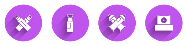 设置记号笔、喷漆罐和长阴影的喷头。向量图片下载