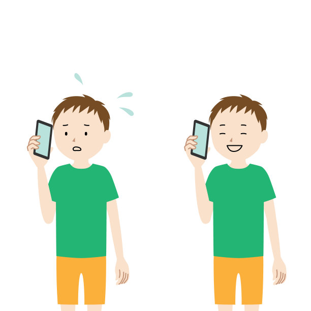 一个男孩用智能手机聊天的插图(焦虑和解脱)图片下载