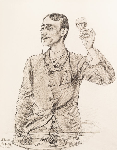 手持酒杯的男子在传统节日插图图片下载