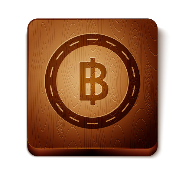 棕色加密货币比特币图标孤立上图片下载