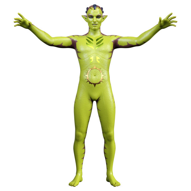 白色上的绿色外星人的3D渲染图片下载