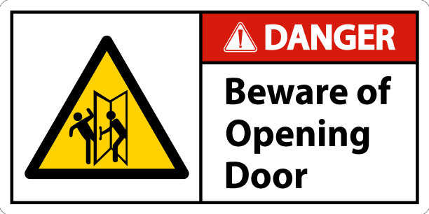 危险注意开门白色标志图片下载