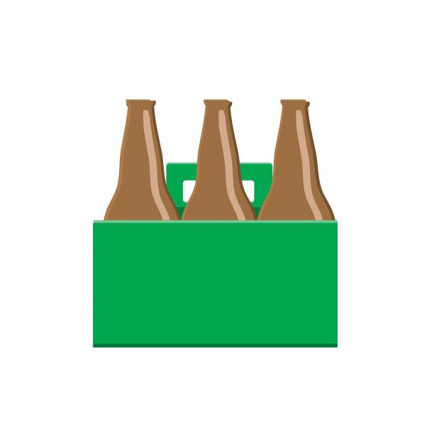 夏季烧烤派对六包啤酒瓶在手提袋全彩色图标设计图片下载