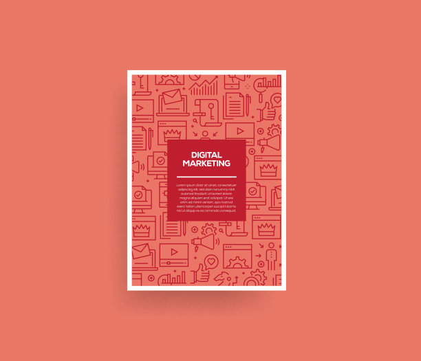 矢量集设计模板和元素的数字营销的潮流线性风格-无缝模式与线性图标相关的数字营销-矢量图片下载