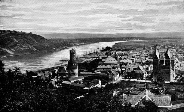 19世纪，德国莱茵兰-普法尔茨的小城安德纳赫图片下载