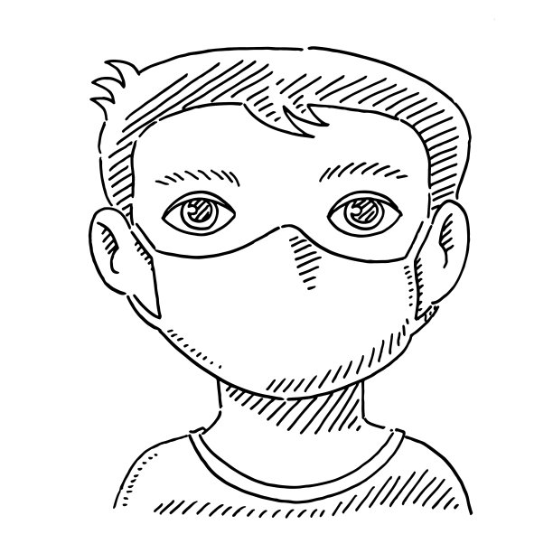 戴面具的男孩画图片下载