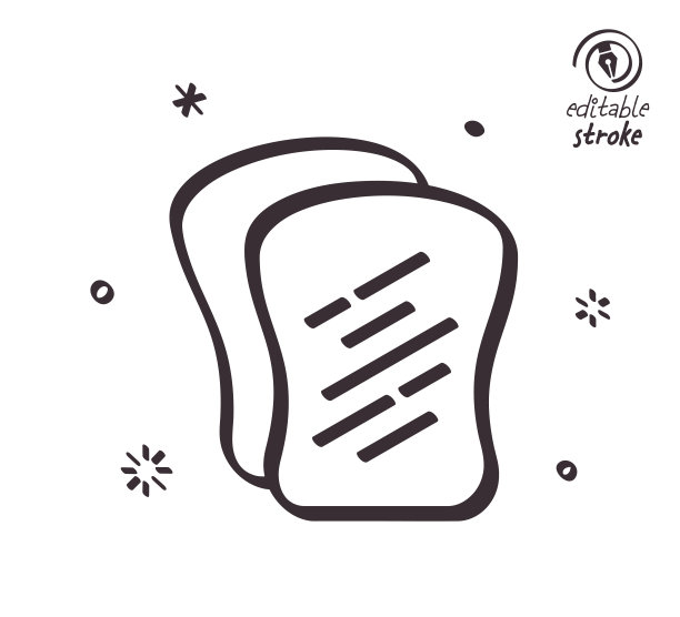 俏皮线条插图烤面包图片下载