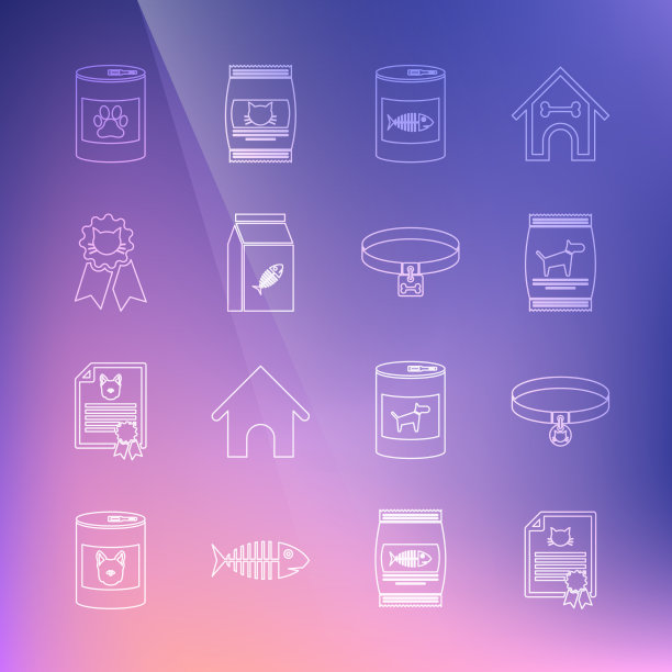 线条图标 猫狗证书 猫项圈图片下载