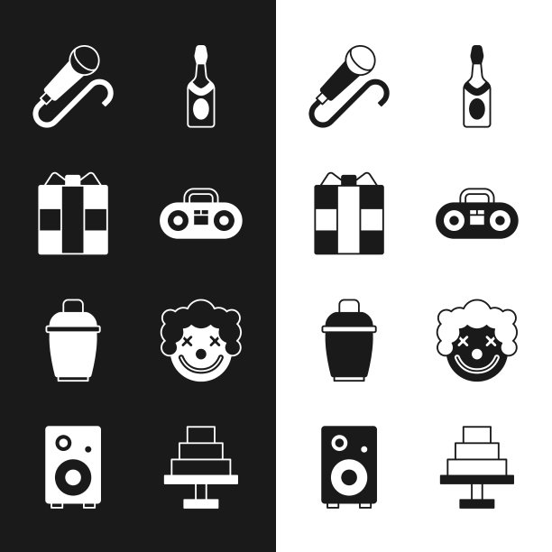 设置家庭音响与两个扬声器礼盒图片下载