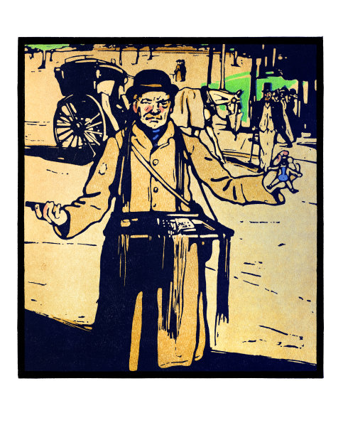 旅行推销员在伦敦街头卖玩具新艺术插画1898年图片下载