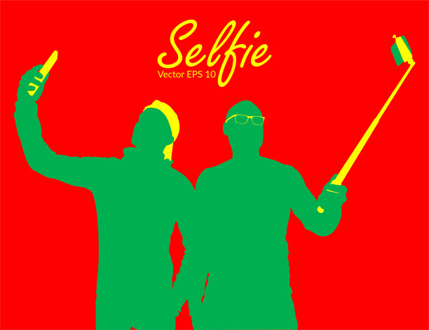 两个人的自拍照，单色。图片下载