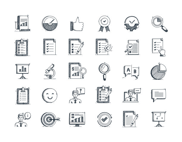 评估手绘矢量涂鸦线图标集图片下载