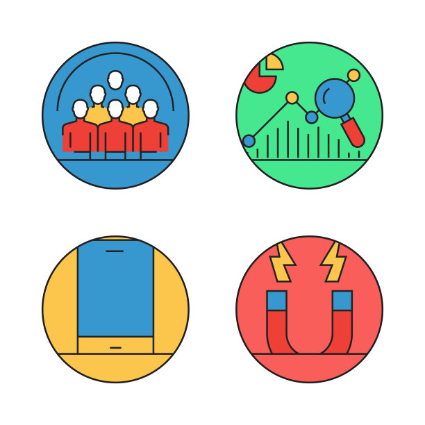 与入站营销相关的平线图标。向量符号说明。图片下载