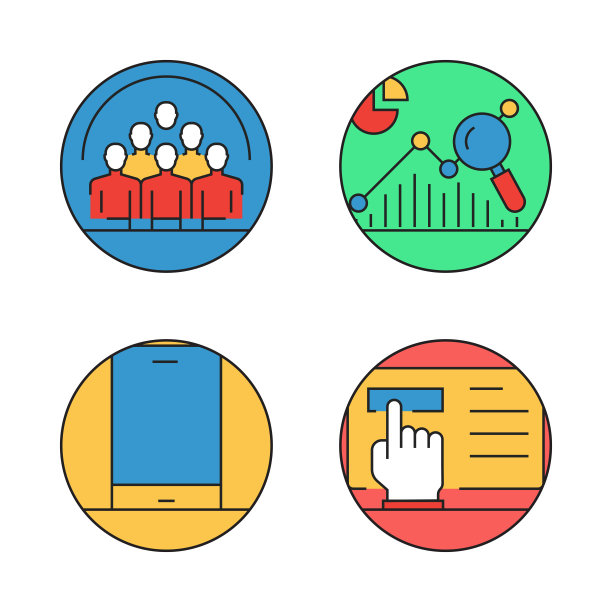 与入站营销相关的平线图标。向量符号说明。图片下载