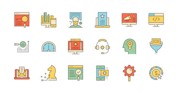 Seo和开发，内容管理，开发，关键字搜索，按点击支付图标图片下载