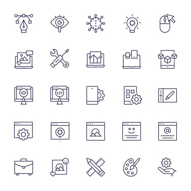 网页设计可编辑的笔画线图标图片下载