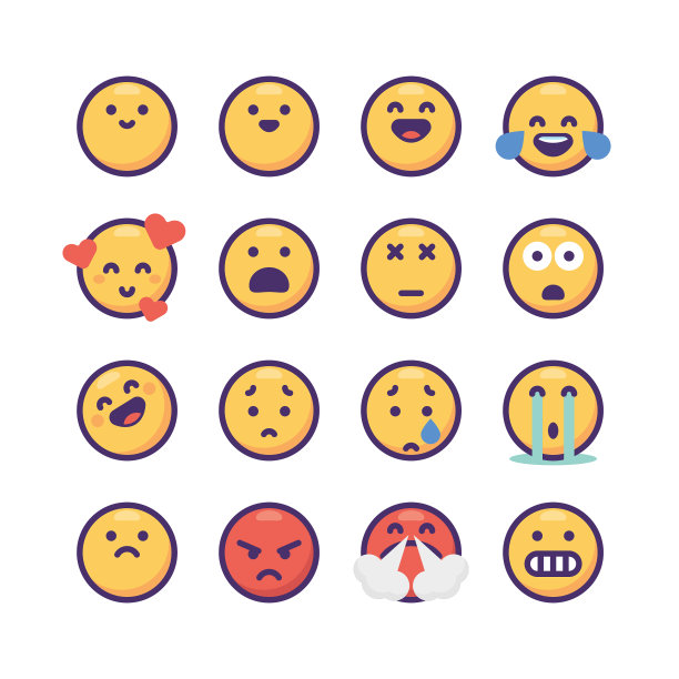 表情符号简约风格的必备集合图片下载