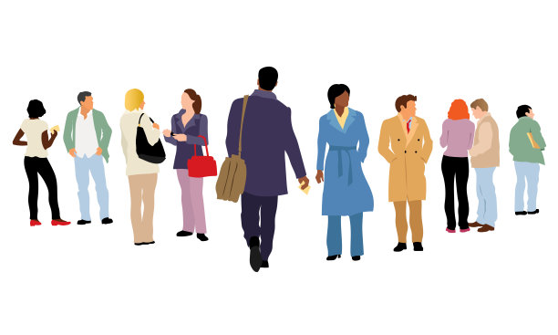 倾斜人群平面设计图片下载