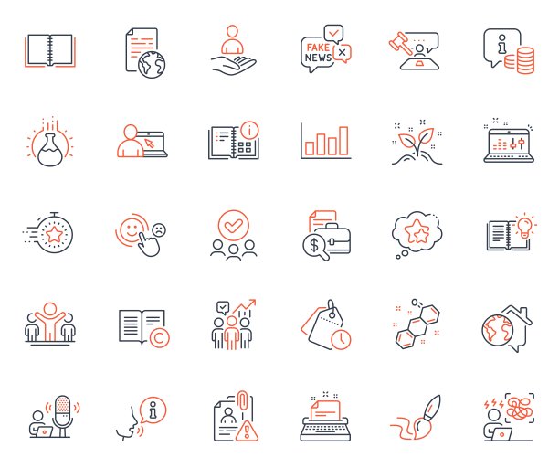 教育的图标集。包括图标作为批准的组，版权和定时器web元素。对于网站应用程序。矢量图片下载