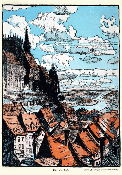 德国的一座老城，Walter Georgi，新艺术青年派图片下载