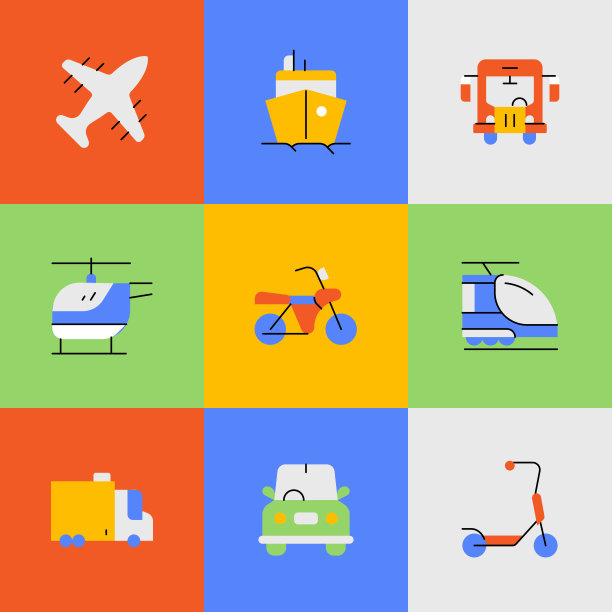 交通图标集。可编辑的中风。像素完美。图片下载