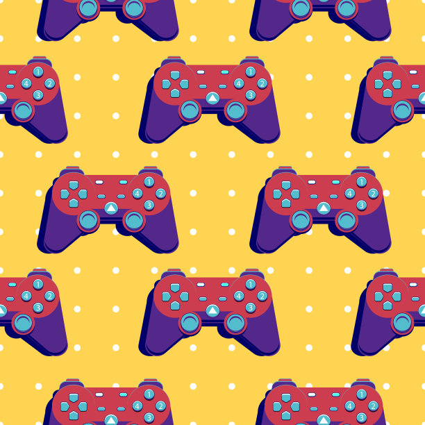 现代矢量无缝插图-无线操纵杆。图片下载