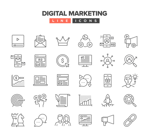 数字营销线图标集图片下载