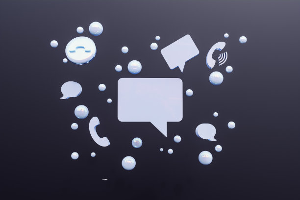 一组对话图标对紫色背景。三维渲染图片下载