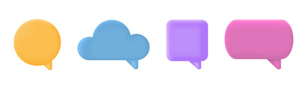 3d语音气泡设置。聊天信息图标。文本框颜色。社交媒体的旗帜。评论广场气球。对话框。说标签。云很标志。商务沟通。讨论的想法。矢量图图片下载