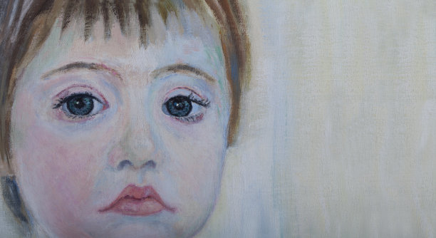 油画肖像，特写，有特殊需要的小女孩图片下载
